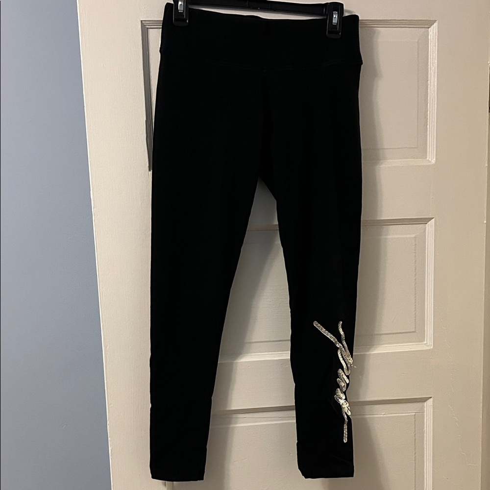 Black Leggings with Silver Detail